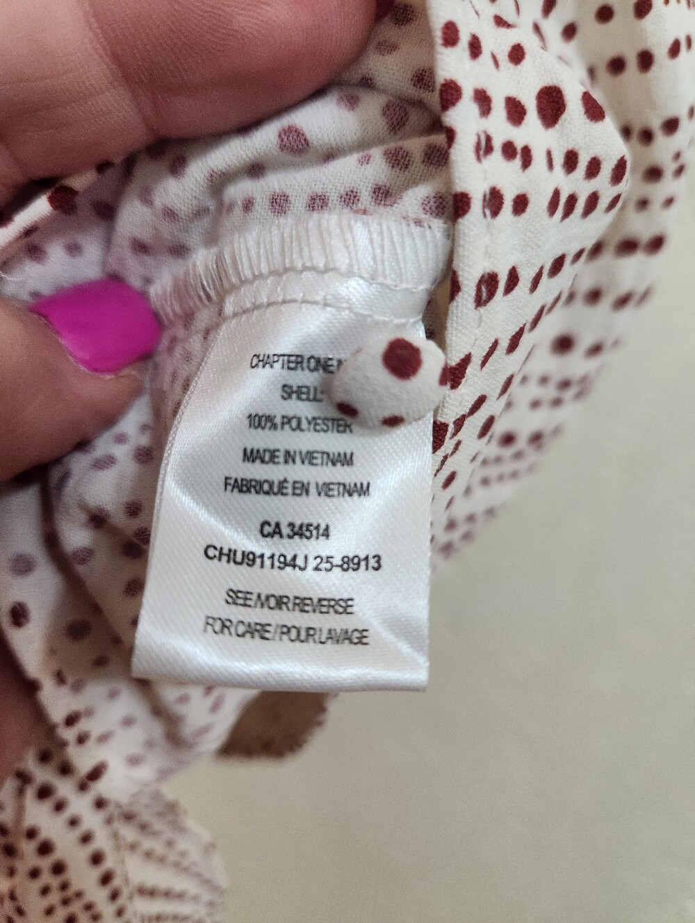 C By One Collective Ivory and Brown Dot-Print Tie-Front Blouse Size Xsmall P2p19 - Picture 5 of 7